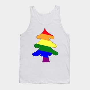 Gay rainbow Christmas tree. Xmas and new year celebration. Tank Top